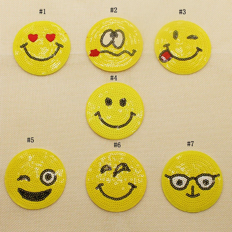 

New beautiful lovely smile Sequin cloth paste cartoon smile bead patch accessories