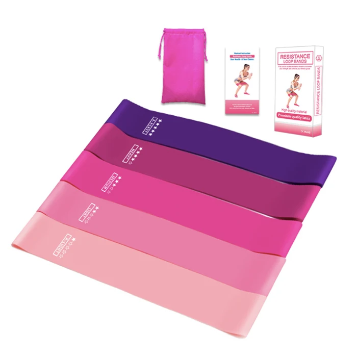 

Portable Gym Equipment Women Butt and Legs Workout Resistance Loop Band Set of 5