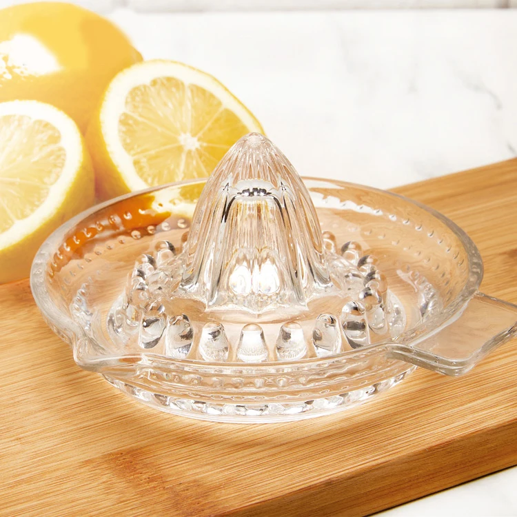 

glass lemon set transparent manual lemon squeezer press juicer home kitchen, Clear, blue, sky blue