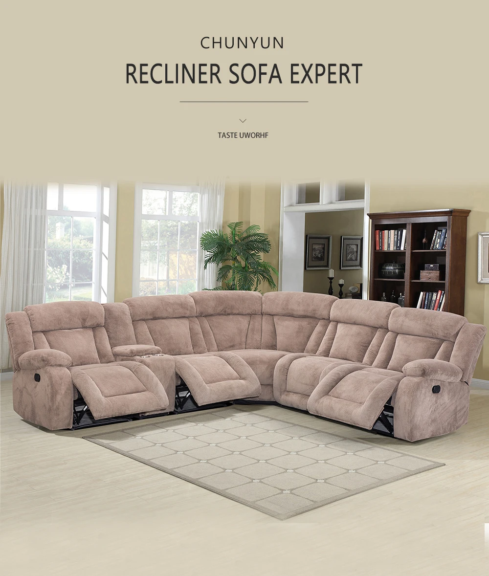 Comfortable Fabric Corner Sofa Recliner Set,Popular Corner Recliner
