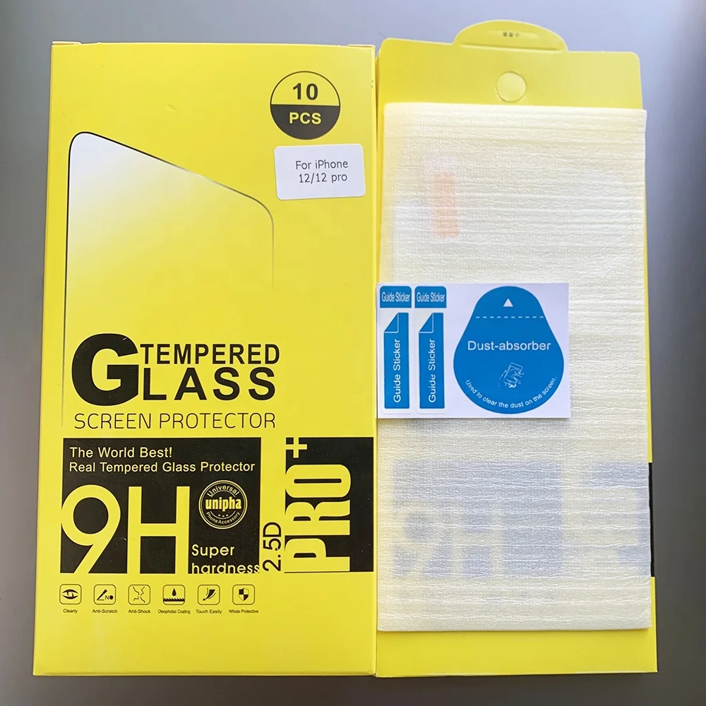 

9H 2.5D Tempered Glass For Apple iPhone packing paper box, 0.33mm Tempered Glass Screen Protector Packing Box 10in1 For iPhone, Transparent