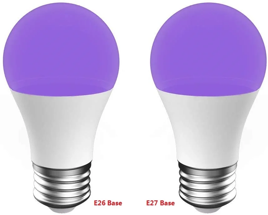 UV LED Black Lights Bulb 9W Ultraviolet A19 75Watt Equivalent B22/E26/E27 Medium Base Glow in The Dark for Blacklights Party