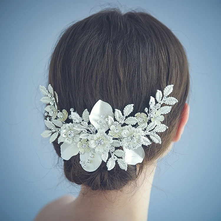 

Bride vintage flower piece rhinestone headdress hair comb