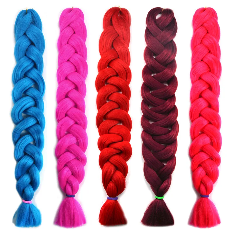 

Wholesale hair extension high quality raw material ombre jumbo braid synthetic hair for braiding H01, Many colors in stock