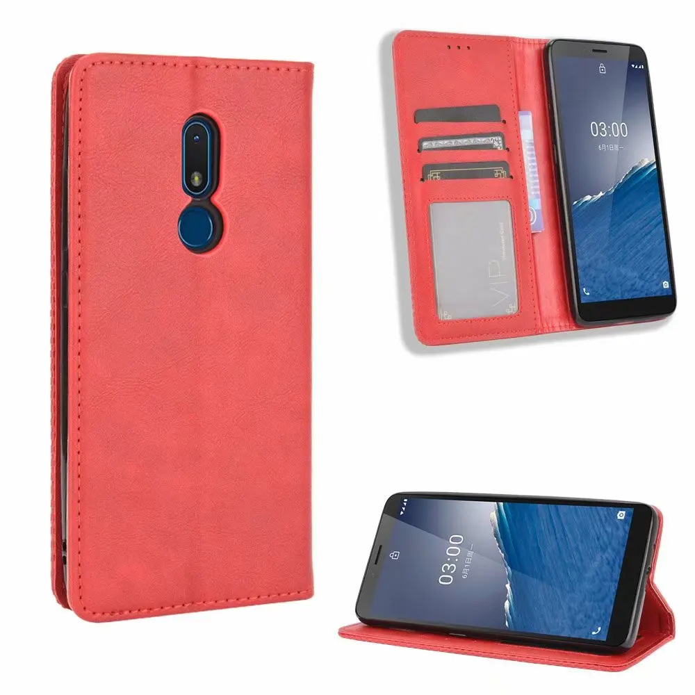 

Retro Flip Wallet Leather Case Cover For Nokia C3, As pictures