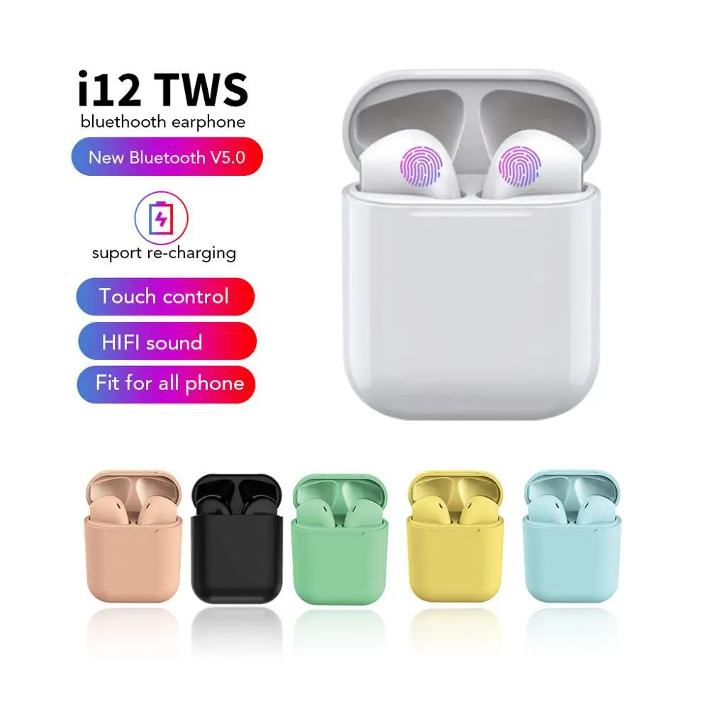 

Dropshipping Free Case Ipods I12 Blu tooth Audifonos I12 Auriculares I12 Tws Earphone Earbuds