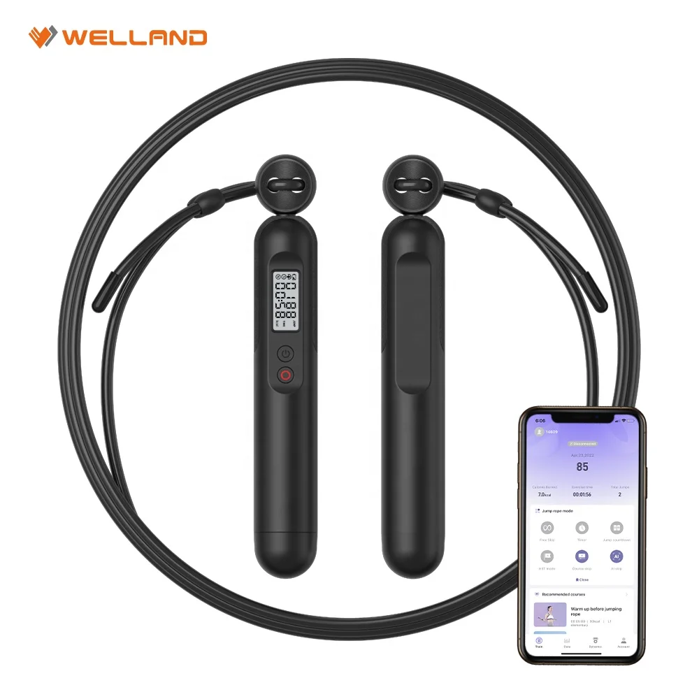 

Welland Custom Logo Professional Weight Smart Skip Jump Rope Counter Speed Digital Skip Rope Adjustable Cordless Skipping Rope