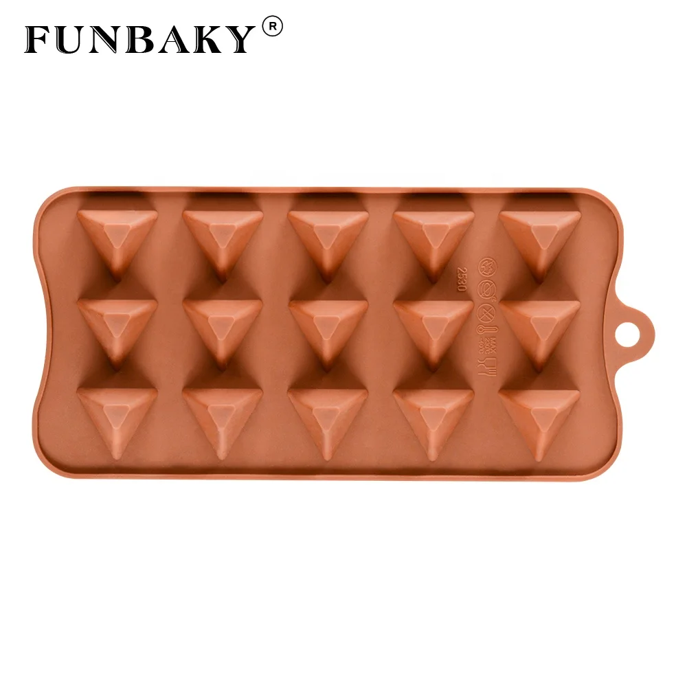 

FUNBAKY Candy silicone mold triangle shape 15 cavity chocolate silicone mold gummy soft sweets making tools, Customized color