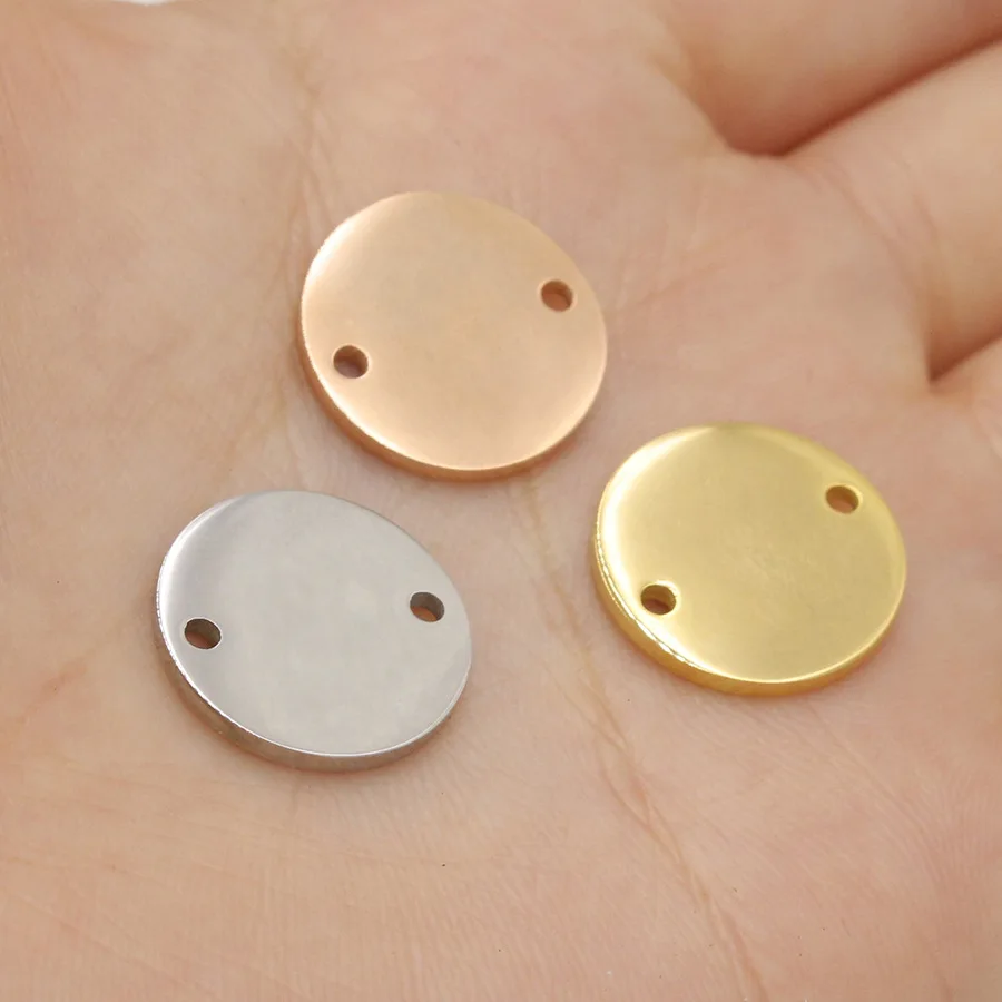 Stainless Steel Making Accessories Gold Plated Mirror Surface 8MM-15MM Blank Disc DIY Jewelry