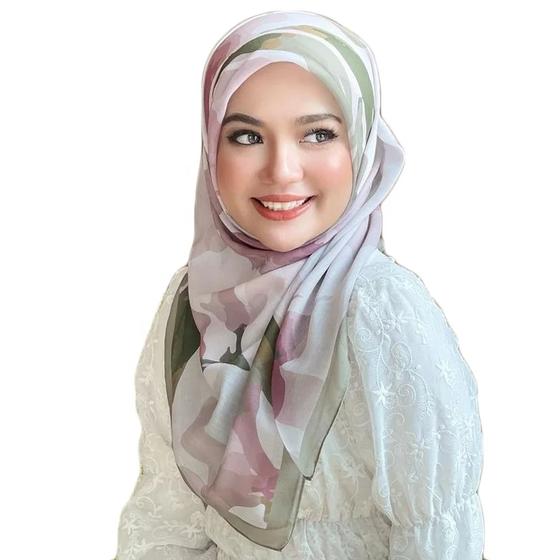 

JYL 2023 New Fashion Wholesale Custom 110x110Cm Floral Cotton Voile Muslim Barong Digital Printed Hijab Scarf Quality Stitching