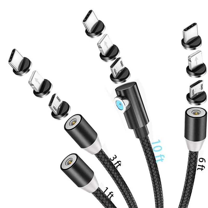 

Customize 3 in1 Nylon Braided Magnet Charger Fast Charge Micro usb Type-C Magnetic Charging Cable, Black,custom color