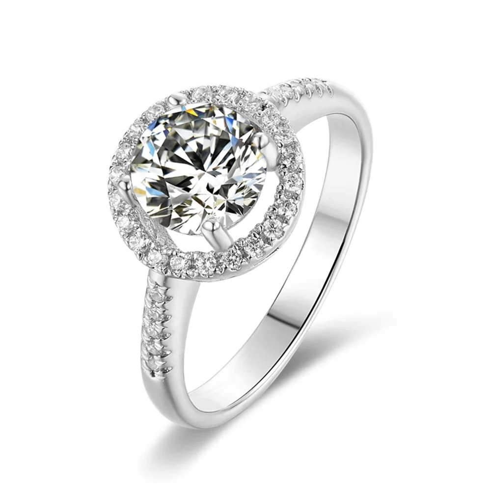

Moissanite jewelry 925 sterling silver round halo moissanite ring