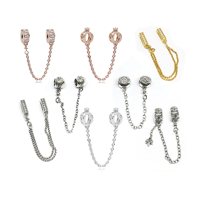

925 Sterling Silver Little Mouse Pendant Safety Chain Charm Bead Fit Original Pandora Bracelets Pendants DIY Jewelry For Women