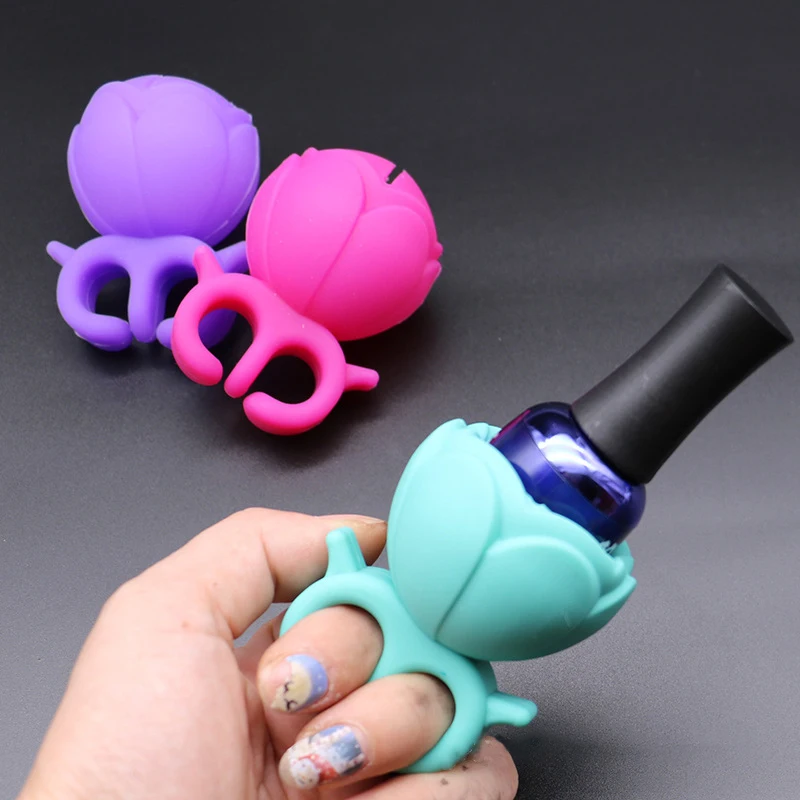 

Nail glue Silicone material colorful UV nail Bottle Holder Display for Bottle ring nails accesories art