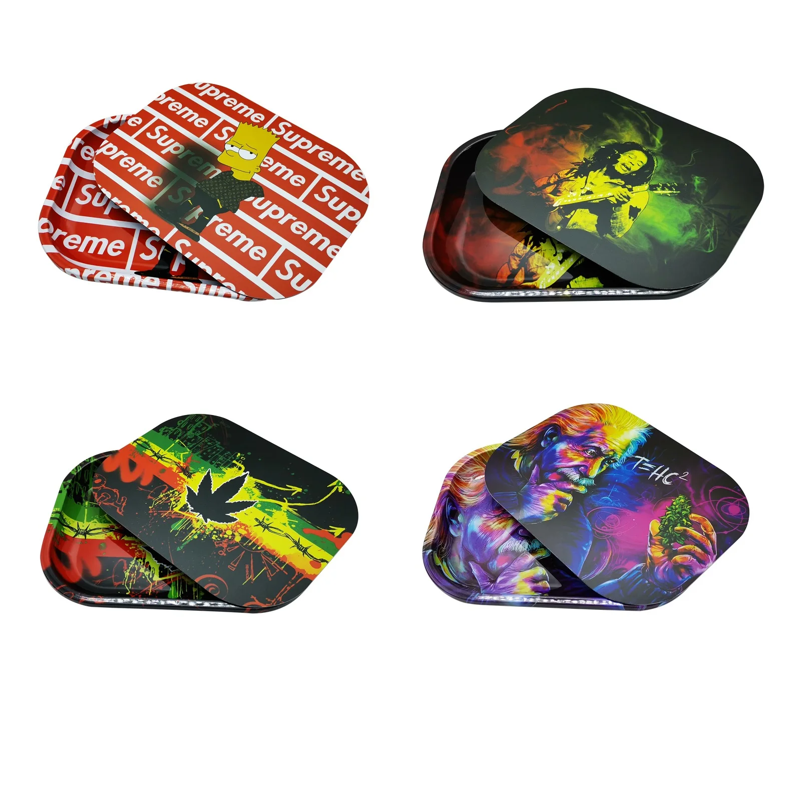 

New design smoking herb tobacco smoke rolling tray with magnetic lid cover, Mix colors