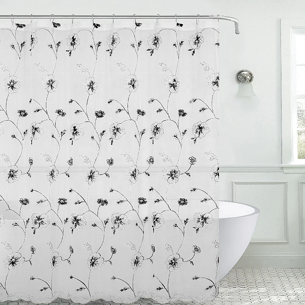 

2021 Polyester modern popular embroidery two layer shower curtain bathroom nice curtain 72*72inch