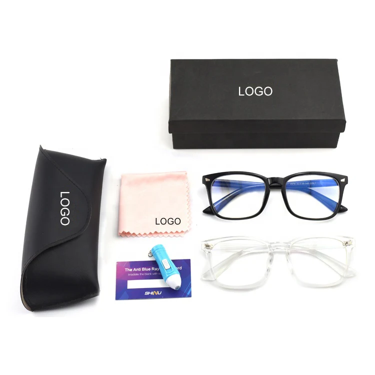 

Custom Logo Eyeglasses Frames Square Gaming Computer Unisex Anti Blue Light Filter Blocking Glasses