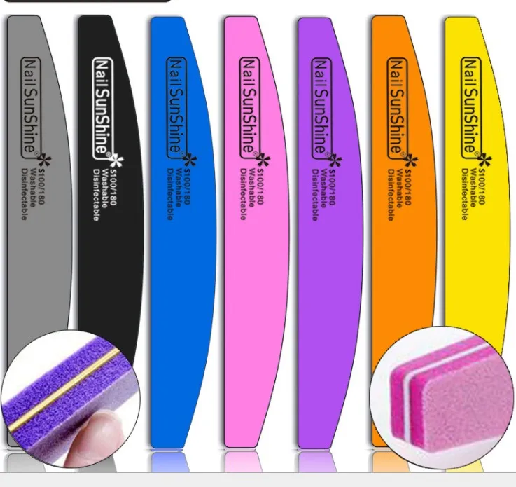 

Nail File Buffer Sponge 100/180 Sanding Washable Nail Polish Blocks For UV Gel Pedicure Manicure Care Tools, 5 colors