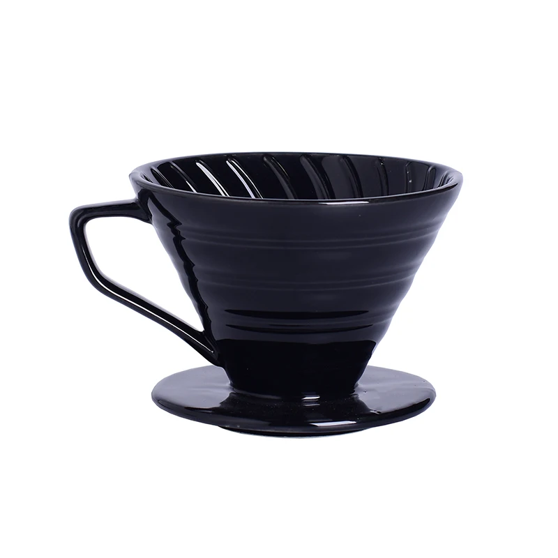 

Wholesale color glazed filter V shape pour over ceramic v60 coffee dripper with cup stand, Custom required color