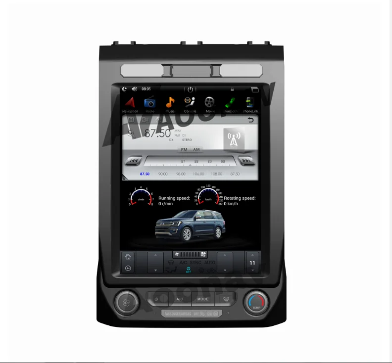 

AOONAV 12.1 inch Touch Screen vertical screen car radio DVD player GPS navigation for ford expedition 2018+ for ford F150 2018+, Black