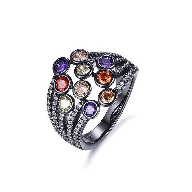 

Durable high quality silver jewelry black gold color 925 sterling silver ring