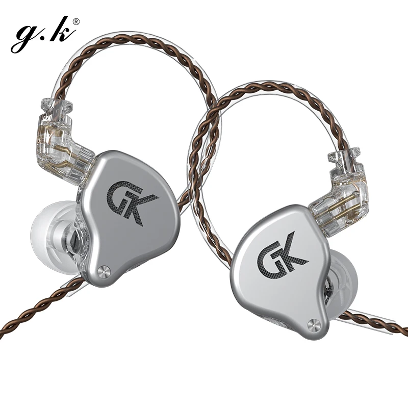 

NEW GK GS10 Earphones 1DD+4BA 10-unit Hybrid HIFI Bass Earbuds In Ear Monitor Earphones PK KZ ZS10 ZS10pro, Silver/black