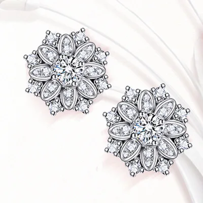 

Romantic Style Design Pave Multi Bling Bling Crystal Blooming Flower Stud Earrings Cubic Zircon Snow Flake Flower Stud Earrings