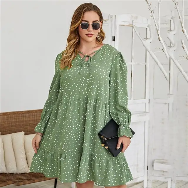 

Plus Size Dress 2021 Loose Print High Waist Dress, Picture color