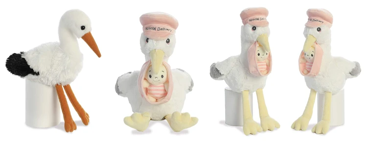 Plush Animal Stuffed Toy Stork Rattle Stork Pendant 26cm Gift Baby Birth 