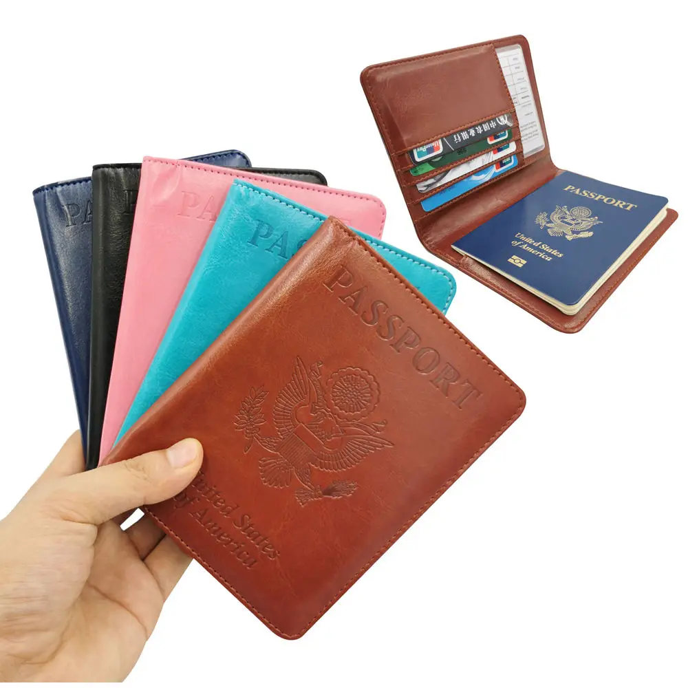 

Wholesale Amazon Best Seller Products United States Pu Leather RFID Blocking Travel Wallet Passport Holder