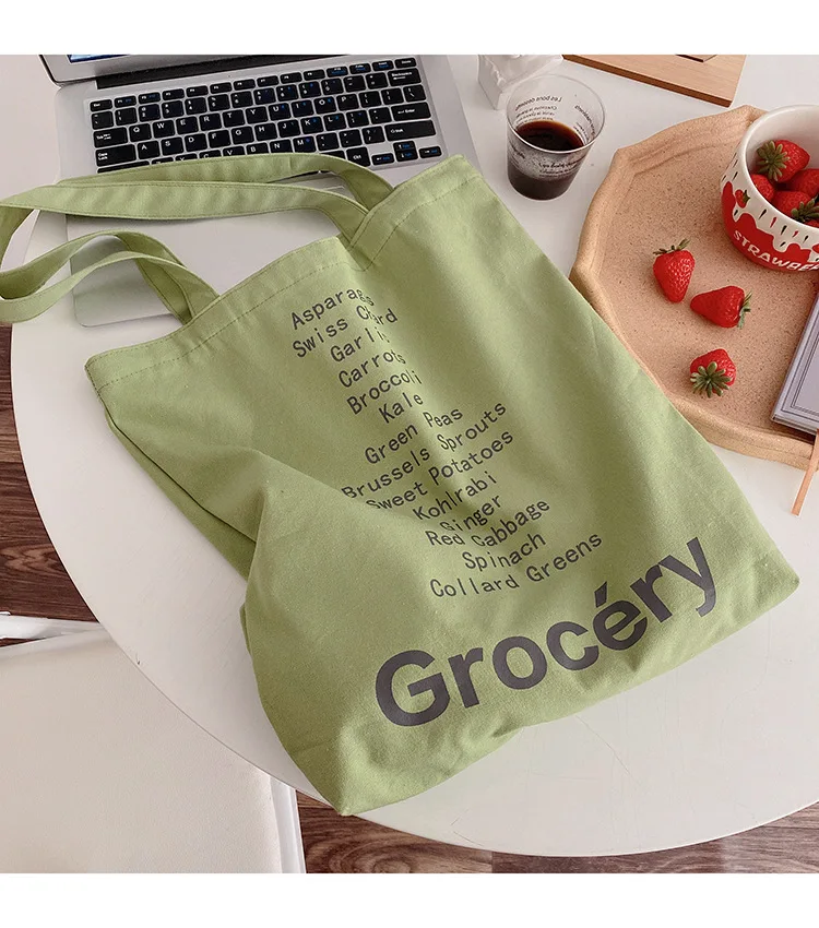 

Custom Korean style Sweet Simple Single Shoulder handbag Large Capacity Shopping Canvas Bag Wholesale