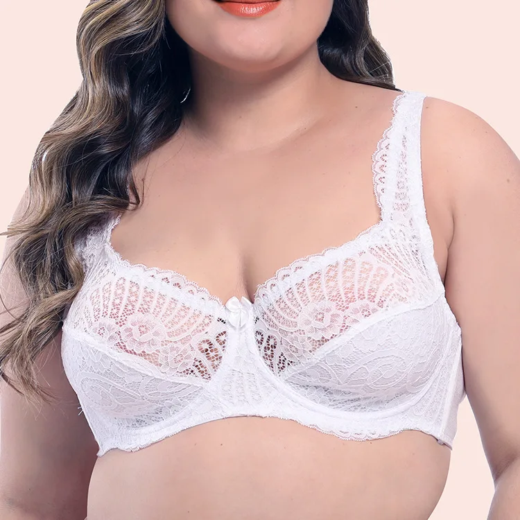 

Europe and America Minimizing See Through unlined Big Cup elastic contours cotton Non Padded Plus Size Bra