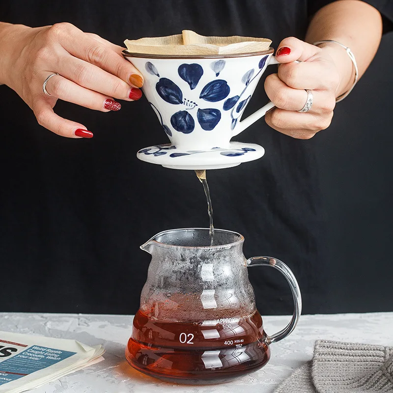 

Hand-painted Coffee Filter Cup V60 Ceramic Filter Cup Coffee Drip Cup, White color
