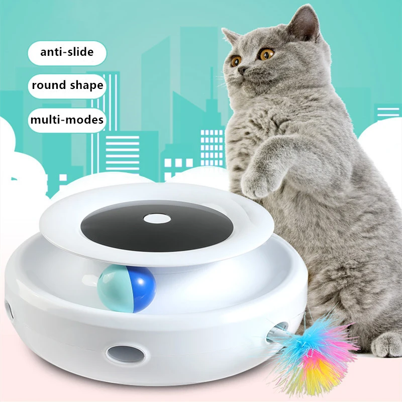 

Automatic Cat Toys LED Interactive Cat Light Rotating Ball Toy Automatic Cat Teaser Feather Toy, Multicolor