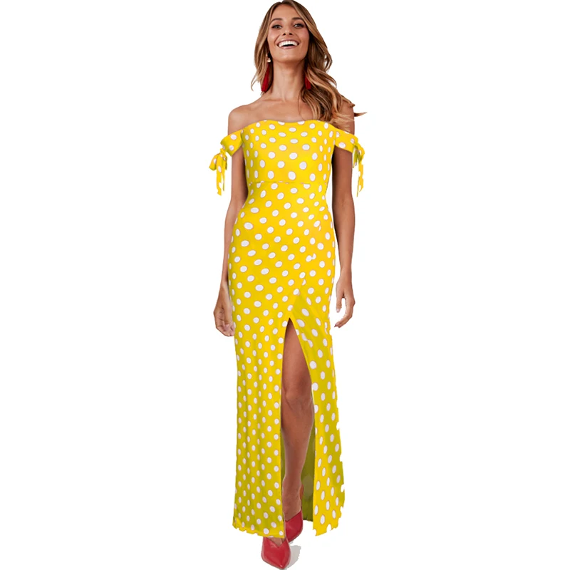 

New Arrival Fashionable Summer Vacation Cute Gold Polka Dot Dress for Women, Customized color