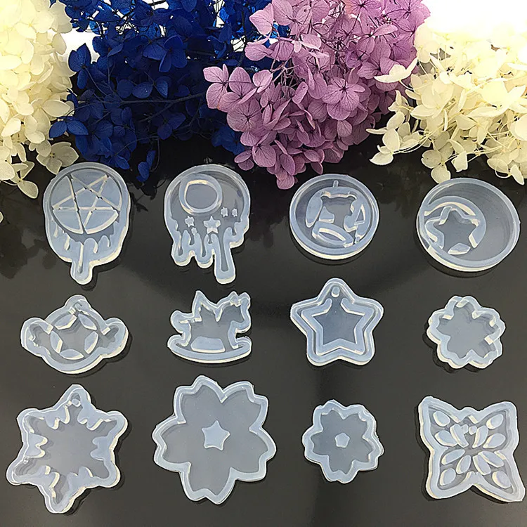 

Y2468 Shiny christmas ornaments star moon silicone jewelry pendant molds, Blue