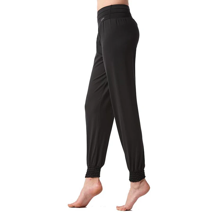 

Wholesale custom logo hot elastic waistband pleat pants fitness loose fit yoga pants for women, Customized colors