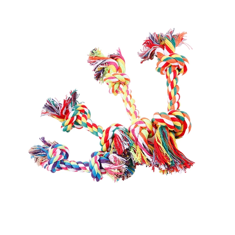 

Natural cotton rope dog chewer toy Knotted plush Pull rope pet toys dog