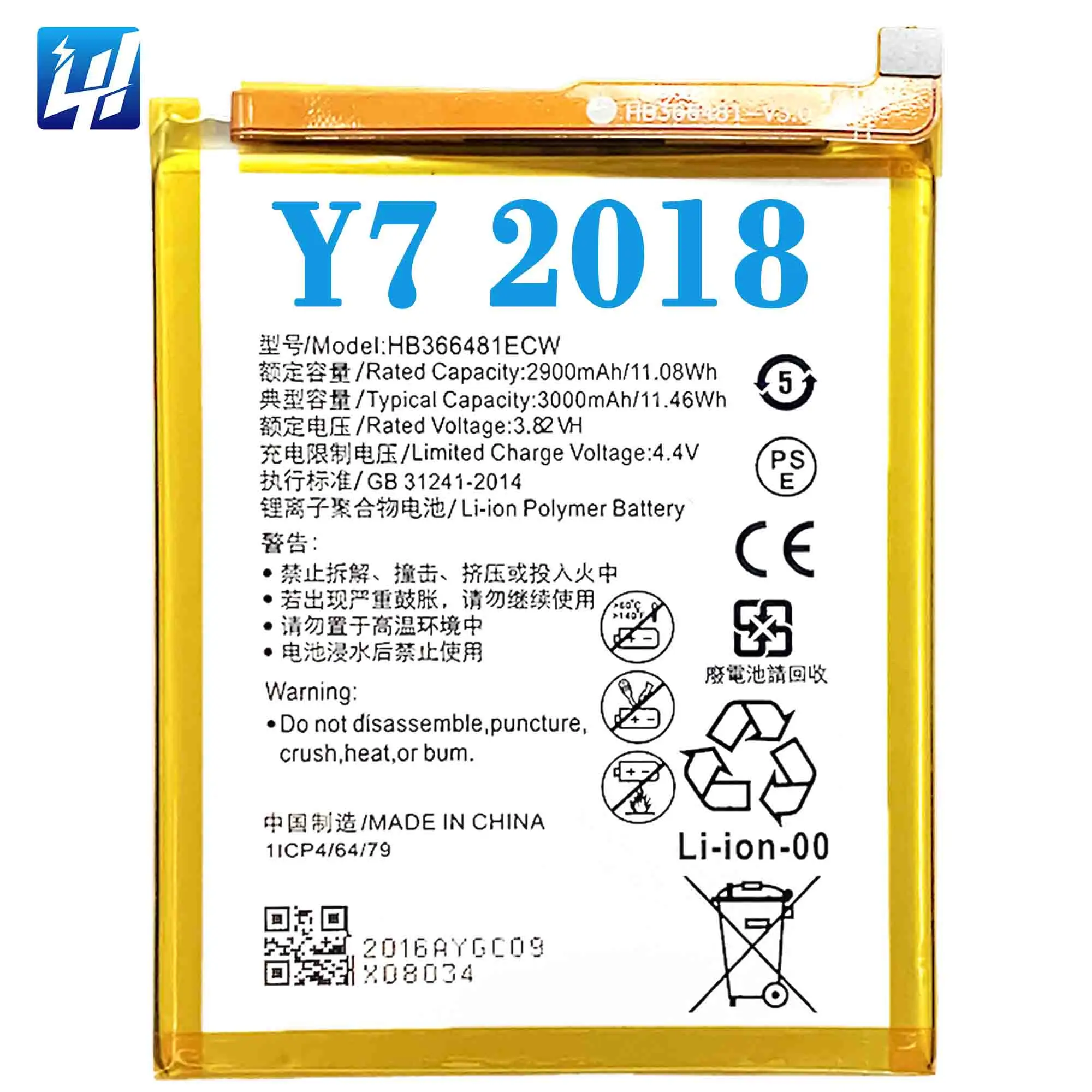 

OEM HB366481ECW mobile phone Battery for Huawei Y7 2018 Nova 2 Lite P9 battery