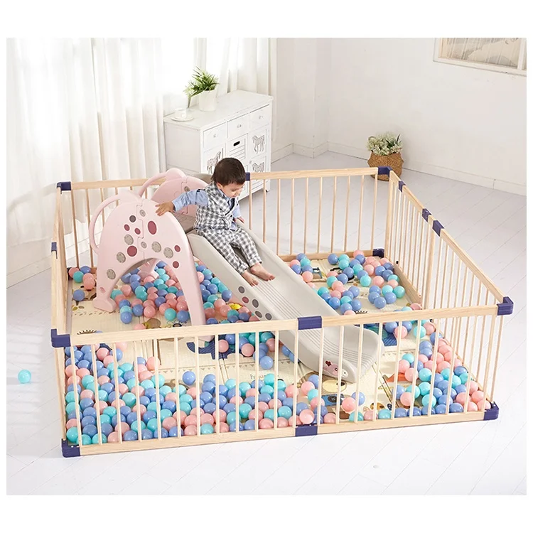 
Baby Playpen Wood Square Baby Fence Wooden Playpen Kids Crawling Guardrail 