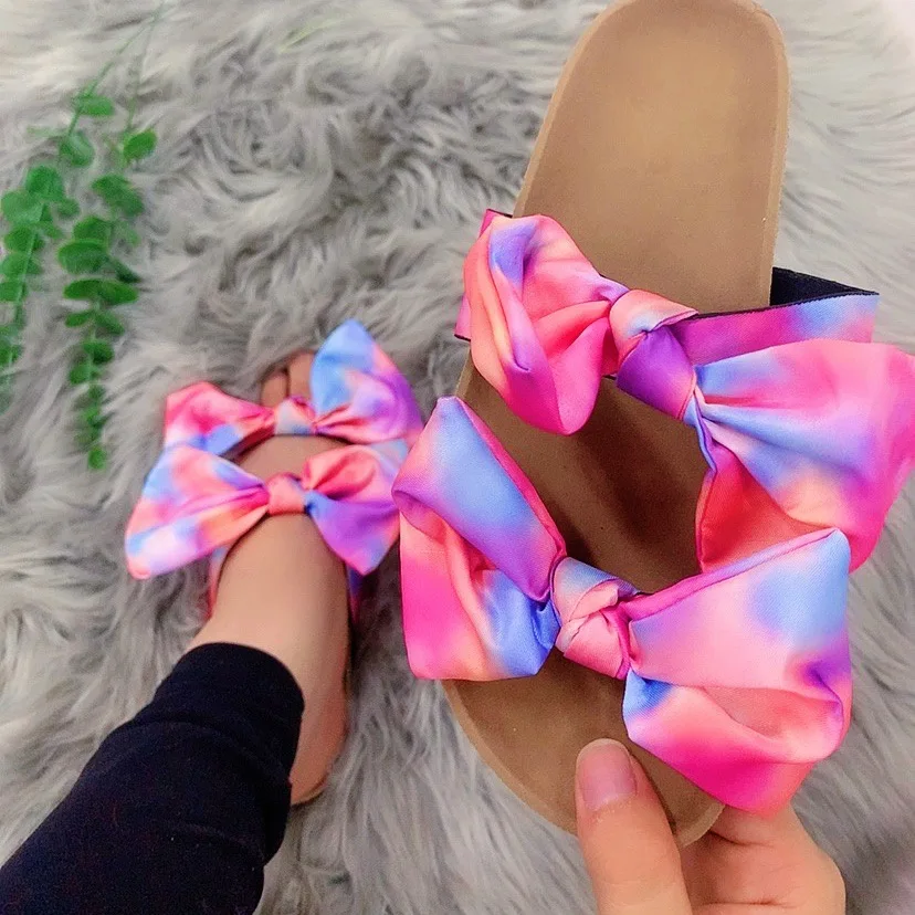 

Fashion Sandal Bow Slides Slippers Women Summer Bowknot Ladies Flat Shoes Sandals Slipper, Customized colors