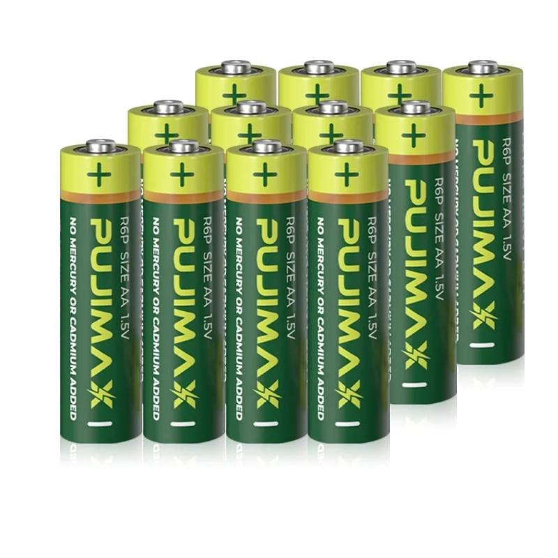 

PUJIMAX R6P Dry Type Disposable Battery 1.5V AA Carbon Battery Batteries Pack for Toys Body Fat Smart Door Lock Durable 12 Pcs