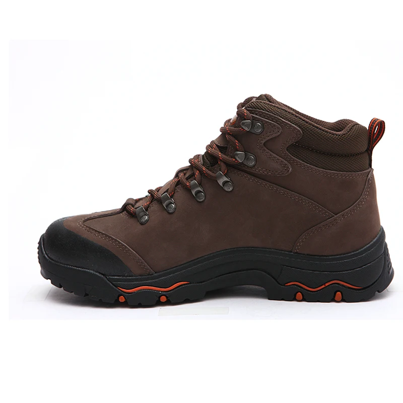 Dark Coffee Brown Men Safety Toe Protected Arch Support Men Hiking ...