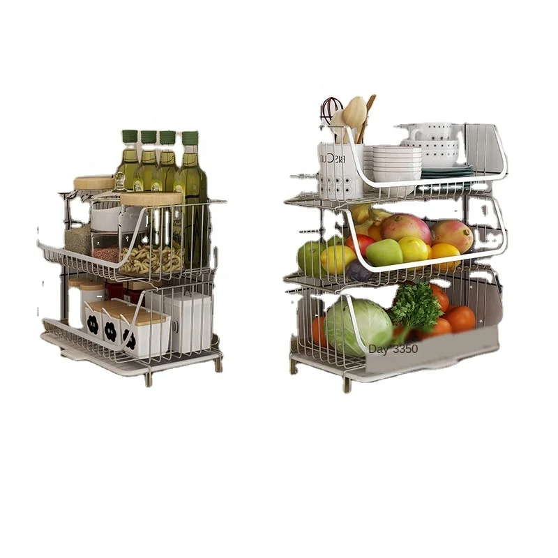 

Kitchen Supplies Storage Shelf Table Multi-tier Fruit Vegetable Basket Seasoning Storage Rack . Wholesale 304 Stainless Steel