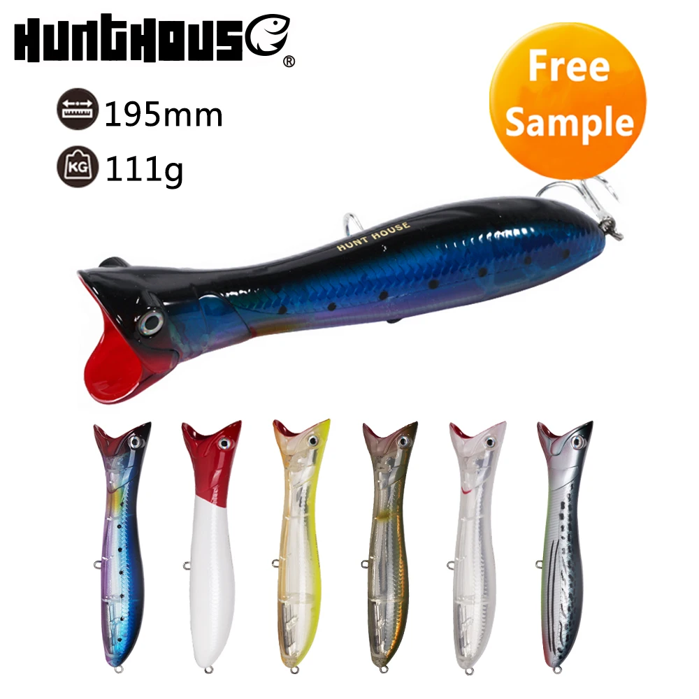 

Hunthouse new style high quality long casting topwater large fishing popper lure, 6 colors