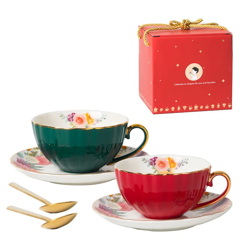 

Feiyou wholesale Nordic style ceramic mugs cups coffee cup and saucer set tazas set gift box for wedding, As the picture show