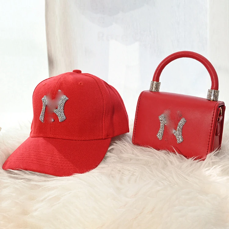 

2021 New Diamond Design Brand NY Logo Bags Matching Baseball Hats Set Women Handbags Ladies for Women Luxury