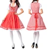 Lover Beauty Large Size Maid Uniform Cosplay Bar Overalls Long Skirt Red Plaid Beauty Waitress Uniform