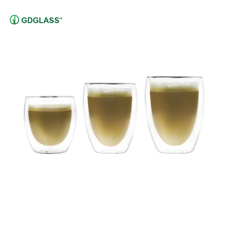 

Borosilicate glass colored double wall water glass coffee cup, Clear,