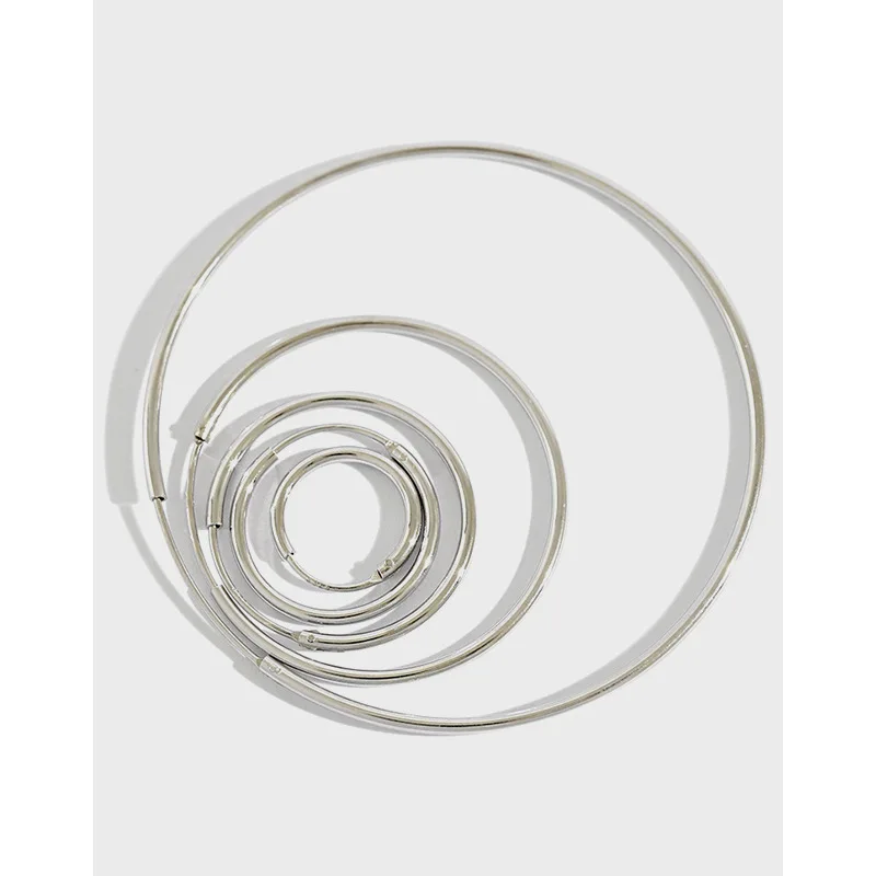 

Danyang S925 Sterling Silver Earrings Simple 10mm 15mm 20mm 30mm 40mm 50mm Round Circle Platinum Earrings for Women Girlfriend